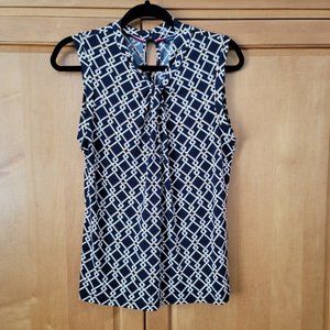 Tommy Hilfiger Linked Chain Patterned Sleeveless Blouse - M